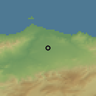 Shaded relief of the 55 km around Madagh, drawn from the GMTED2010 grid