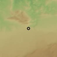 Shaded relief of the 55 km around M'Haya, drawn from the GMTED2010 grid
