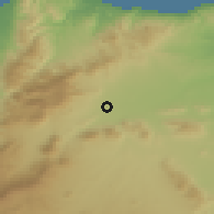 Shaded relief of the 55 km around Midar, drawn from the GMTED2010 grid
