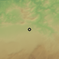Shaded relief of the 55 km around My Brahim, drawn from the GMTED2010 grid
