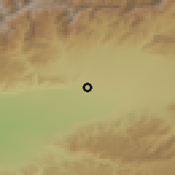 Shaded relief of the 56 km around Oulad Berhil, drawn from the GMTED2010 grid