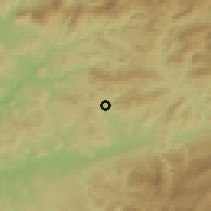 Shaded relief of the 55 km around Oulad Zbair, drawn from the GMTED2010 grid