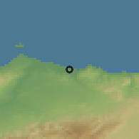 Shaded relief of the 55 km around Saidia, drawn from the GMTED2010 grid