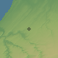 Shaded relief of the 55 km around Sidi Allal El Bahraoui, drawn from the GMTED2010 grid