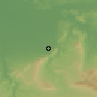 Shaded relief of the 55 km around Sidi Kacem, drawn from the GMTED2010 grid