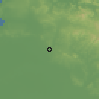 Shaded relief of the 55 km around Souk El Arbaa, drawn from the GMTED2010 grid
