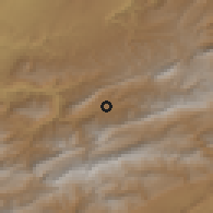 Shaded relief of the 56 km around Tabounte, drawn from the GMTED2010 grid