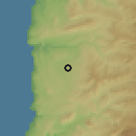 Shaded relief of the 56 km around Tamanar, drawn from the GMTED2010 grid