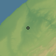 Shaded relief of the 57 km around Tan Tan, drawn from the GMTED2010 grid