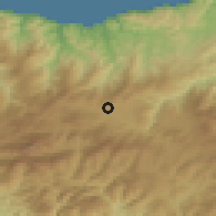 Shaded relief of the 55 km around Targuist, drawn from the GMTED2010 grid