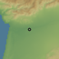 Shaded relief of the 56 km around Temsia, drawn from the GMTED2010 grid