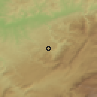 Shaded relief of the 55 km around Zrarda, drawn from the GMTED2010 grid