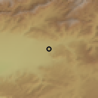 Shaded relief of the 56 km around Aoulouz, drawn from the GMTED2010 grid