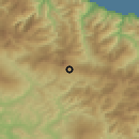 Shaded relief of the 55 km around Bab Berred, drawn from the GMTED2010 grid