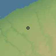 Shaded relief of the 55 km around Benslimane, drawn from the GMTED2010 grid