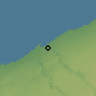 Shaded relief of the 55 km around Ben Yakhlef, drawn from the GMTED2010 grid