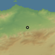 Shaded relief of the 55 km around Berkane, drawn from the GMTED2010 grid