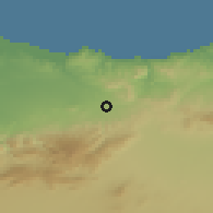 Shaded relief of the 55 km around Ahfir, drawn from the GMTED2010 grid