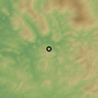 Shaded relief of the 55 km around Brikcha, drawn from the GMTED2010 grid