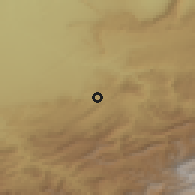 Shaded relief of the 56 km around Demnate, drawn from the GMTED2010 grid