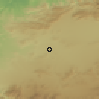 Shaded relief of the 55 km around El Aioun Sidi Mellouk, drawn from the GMTED2010 grid