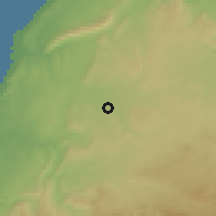Shaded relief of the 56 km around El Hanchane, drawn from the GMTED2010 grid