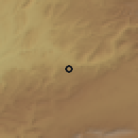 Shaded relief of the 56 km around El Kbab, drawn from the GMTED2010 grid