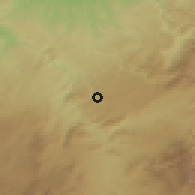 Shaded relief of the 55 km around El Menzel, drawn from the GMTED2010 grid