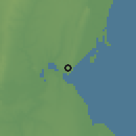 Shaded relief of the 57 km around Maputo, drawn from the GMTED2010 grid