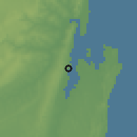 Shaded relief of the 58 km around Maxixe, drawn from the GMTED2010 grid