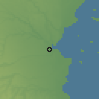 Shaded relief of the 60 km around Mocimboa, drawn from the GMTED2010 grid