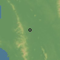 Shaded relief of the 59 km around Kalay, drawn from the GMTED2010 grid