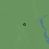 Shaded relief of the 59 km around Kanbe, drawn from the GMTED2010 grid