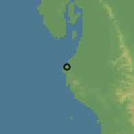 Shaded relief of the 59 km around Kyaikkami, drawn from the GMTED2010 grid