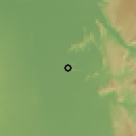 Shaded relief of the 58 km around Kyaukse, drawn from the GMTED2010 grid