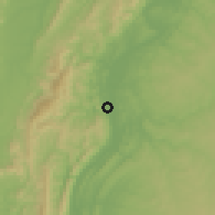 Shaded relief of the 58 km around Mawlaik, drawn from the GMTED2010 grid