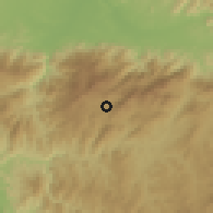Shaded relief of the 58 km around Mogok, drawn from the GMTED2010 grid