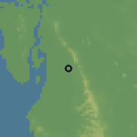 Shaded relief of the 59 km around Mudon, drawn from the GMTED2010 grid