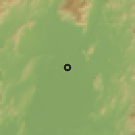 Shaded relief of the 57 km around Myitkyina, drawn from the GMTED2010 grid