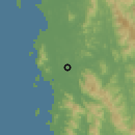 Shaded relief of the 59 km around Ye, drawn from the GMTED2010 grid