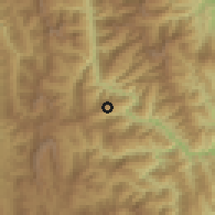 Shaded relief of the 58 km around Falam, drawn from the GMTED2010 grid
