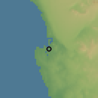 Shaded relief of the 57 km around Lüderitz, drawn from the GMTED2010 grid