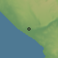 Shaded relief of the 57 km around Oranjemund, drawn from the GMTED2010 grid