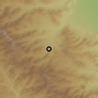 Shaded relief of the 53 km around Kərkicahan, drawn from the GMTED2010 grid