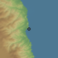 Shaded relief of the 54 km around Kijəbə, drawn from the GMTED2010 grid