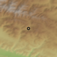 Shaded relief of the 53 km around Lahıc, drawn from the GMTED2010 grid
