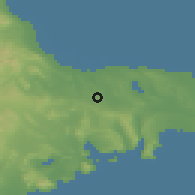 Shaded relief of the 53 km around Aşağı Güzdək, drawn from the GMTED2010 grid