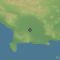 Shaded relief of the 53 km around Navahı, drawn from the GMTED2010 grid