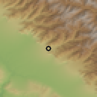 Shaded relief of the 53 km around Qax, drawn from the GMTED2010 grid