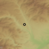 Shaded relief of the 54 km around Qubadlı, drawn from the GMTED2010 grid